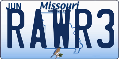 MO license plate RAWR3
