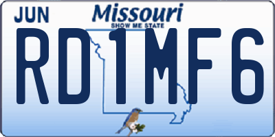 MO license plate RD1MF6