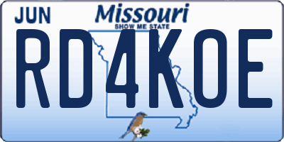 MO license plate RD4KOE