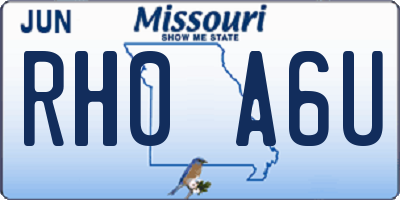 MO license plate RH0A6U