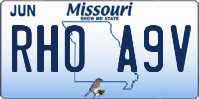 MO license plate RH0A9V