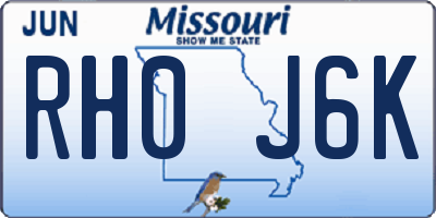 MO license plate RH0J6K