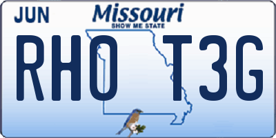 MO license plate RH0T3G