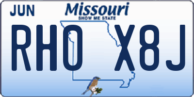MO license plate RH0X8J