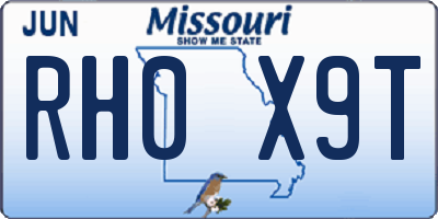 MO license plate RH0X9T