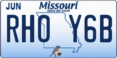 MO license plate RH0Y6B