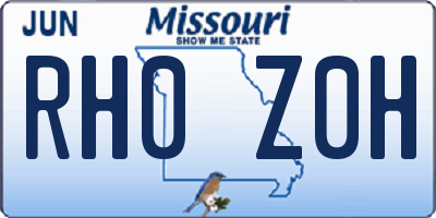 MO license plate RH0Z0H