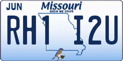 MO license plate RH1I2U