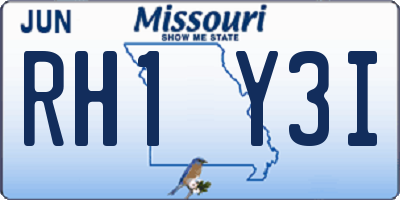 MO license plate RH1Y3I
