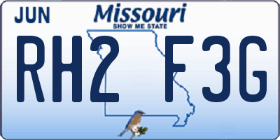MO license plate RH2F3G