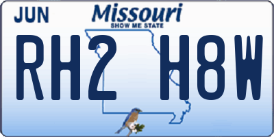 MO license plate RH2H8W