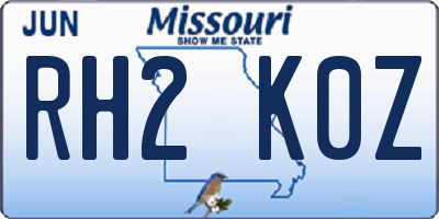 MO license plate RH2K0Z