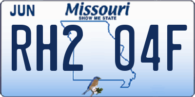 MO license plate RH2O4F