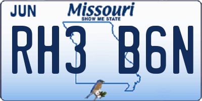 MO license plate RH3B6N