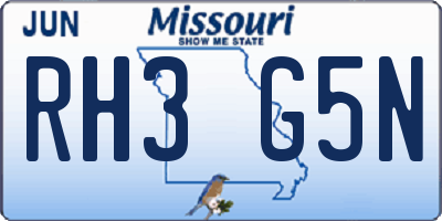 MO license plate RH3G5N