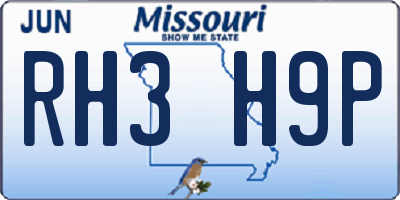 MO license plate RH3H9P