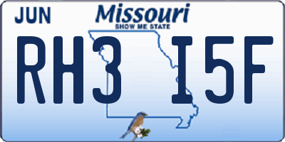 MO license plate RH3I5F