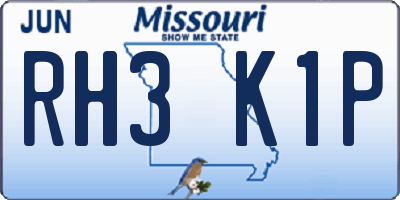 MO license plate RH3K1P