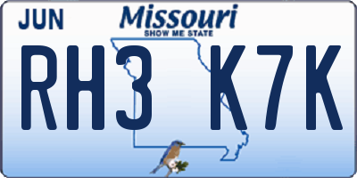 MO license plate RH3K7K