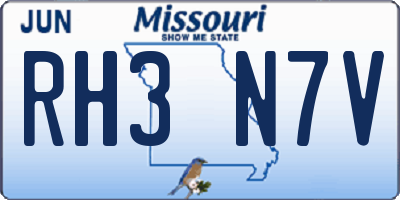 MO license plate RH3N7V
