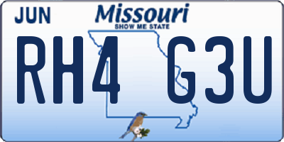 MO license plate RH4G3U