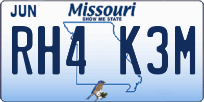MO license plate RH4K3M