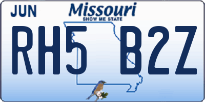 MO license plate RH5B2Z