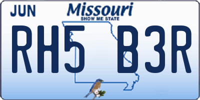 MO license plate RH5B3R