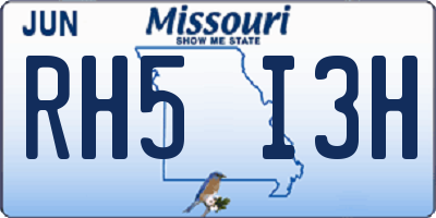 MO license plate RH5I3H