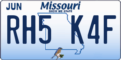 MO license plate RH5K4F