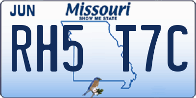 MO license plate RH5T7C