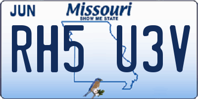 MO license plate RH5U3V
