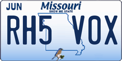 MO license plate RH5V0X
