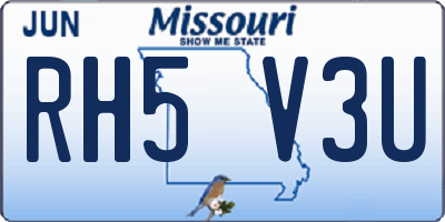 MO license plate RH5V3U