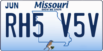MO license plate RH5V5V