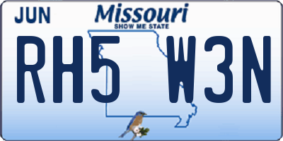 MO license plate RH5W3N