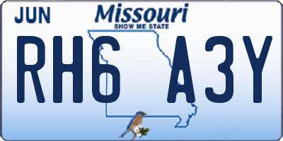 MO license plate RH6A3Y