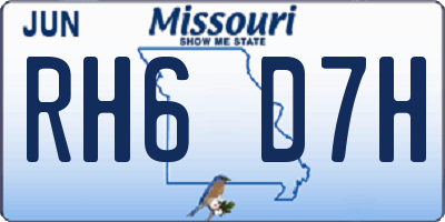 MO license plate RH6D7H