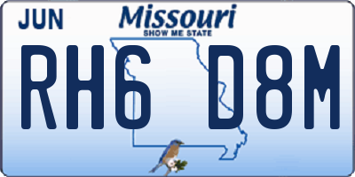 MO license plate RH6D8M