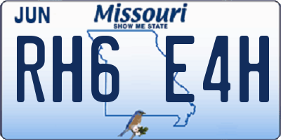 MO license plate RH6E4H