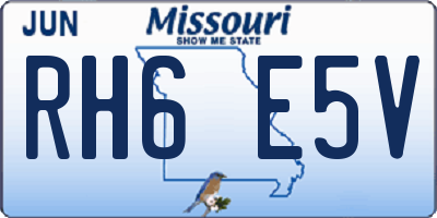 MO license plate RH6E5V