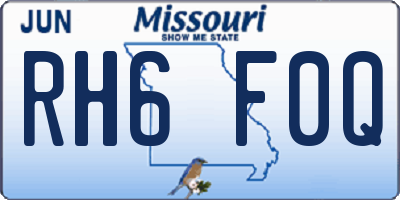 MO license plate RH6F0Q