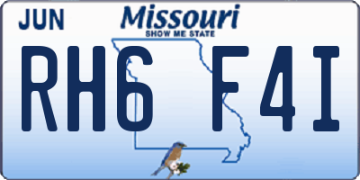 MO license plate RH6F4I