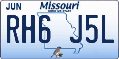 MO license plate RH6J5L