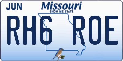 MO license plate RH6R0E