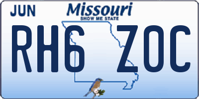 MO license plate RH6Z0C