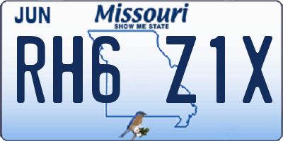 MO license plate RH6Z1X