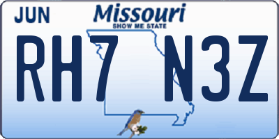 MO license plate RH7N3Z