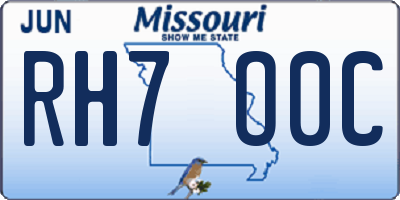 MO license plate RH7O0C