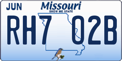 MO license plate RH7O2B